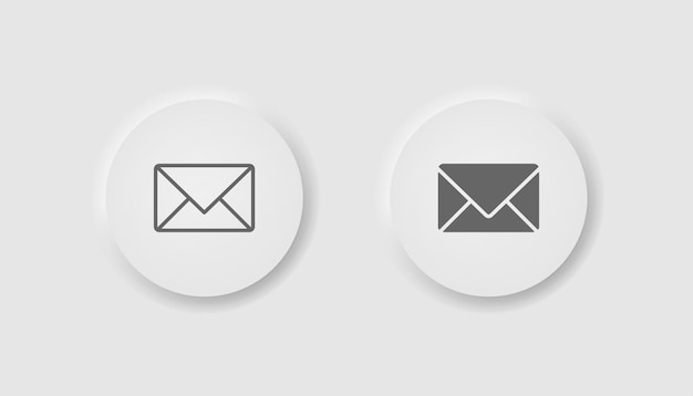Icono de correo en estilo de neumorfismo Iconos para la interfaz de usuario blanca empresarial UI UX Nuevo símbolo de mensaje Contacto de sobre correo no leído postal Estilo de línea neumórfica Ilustración vectorial