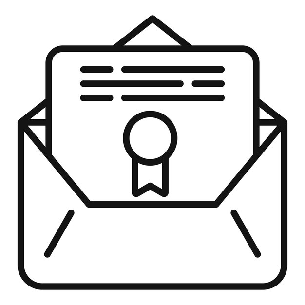 Icono de correo de grado vector de contorno Diploma educación estudio escolar