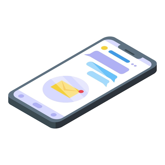 Icono de correo nuevo de teléfono inteligente Isométrico de icono de vector de correo nuevo de teléfono inteligente para diseño web aislado sobre fondo blanco