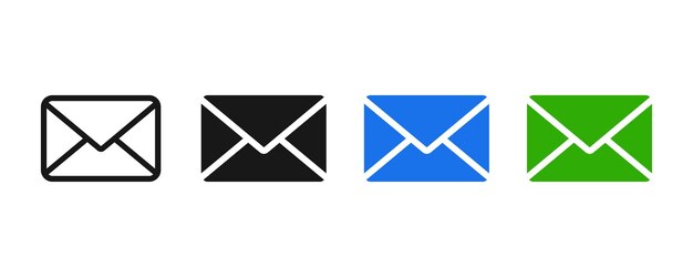 Ícono de correo o ícono de correo electrónico y símbolo de mensaje aislado en fondo blanco