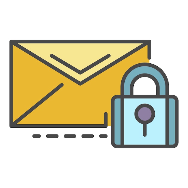 Icono de correo seguro Contorno de icono de vector de correo seguro color plano aislado en blanco