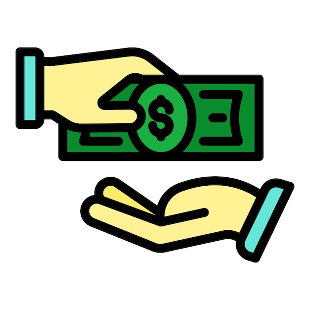 El icono de corrupción de dinero en efectivo El contorno del dinero en efectivo Vector de corrupción del icono El color es plano y aislado