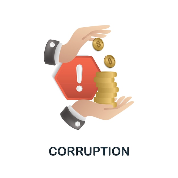 Ícono de corrupción Ilustración 3d de la colección esg Ícono 3d de corrupción creativa para plantillas de diseño web, infografías y más