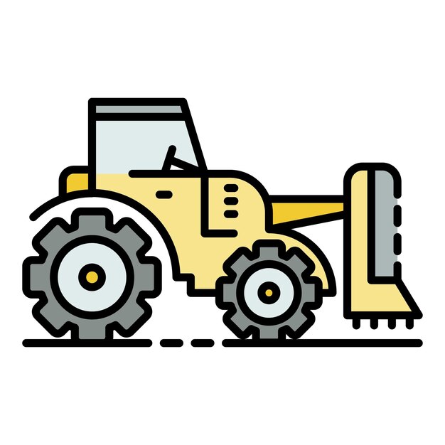 Vector icono del cortador de césped del tractor contorno del icono del vector del cortador de césped del tractor color plano aislado