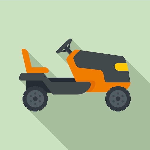 Icono de cortador de césped de tractor Ilustración plana del icono vectorial de cortadora de céspera de tractor para el diseño web
