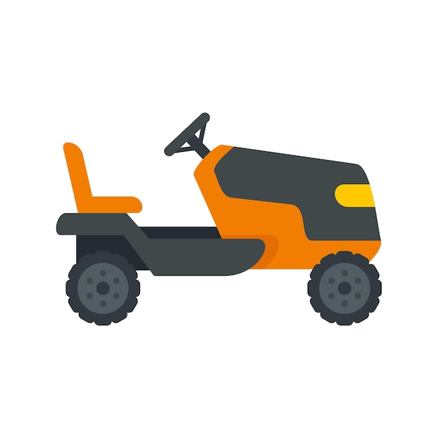 Icono de cortador de césped de tractor Ilustración plana del icono vectorial de cortadora de céspera de tractor para el diseño web
