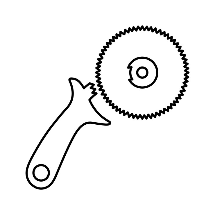 Vector ícono de cortador de pizza vector de contorno