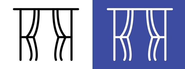 Vector icono de cortina de decoración para el hogar perfecto para diseño de interiores y tratamientos de ventanas