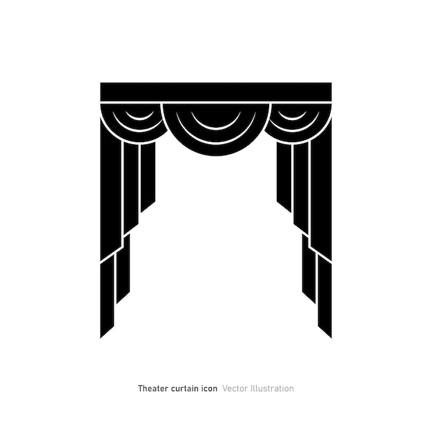 Icono de cortina de teatro diseño de escena y icono de cortinas Elemento de teatro e ilustración artística