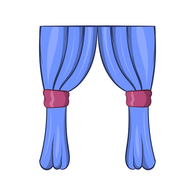 Icono de cortinas en estilo de dibujos animados aislado sobre fondo blanco Símbolo interior