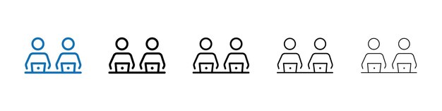 Icono de coworking Logotipo vectorial de esquema para el usuario web