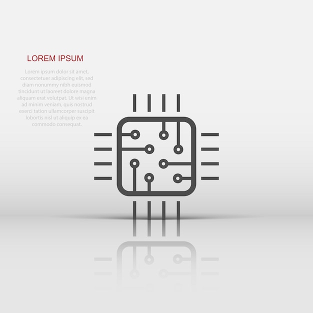 Icono de cpu de computadora en estilo plano Ilustración de vector de placa de circuito sobre fondo blanco aislado Concepto de negocio de chip de placa base