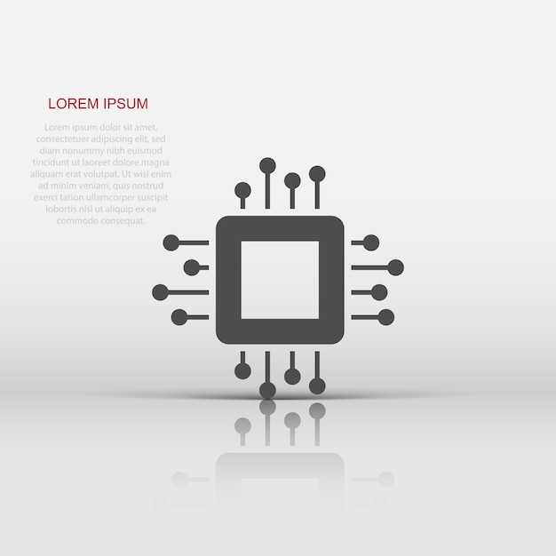 Icono de cpu de computadora en estilo plano Ilustración de vector de placa de circuito sobre fondo blanco aislado Concepto de negocio de chip de placa base