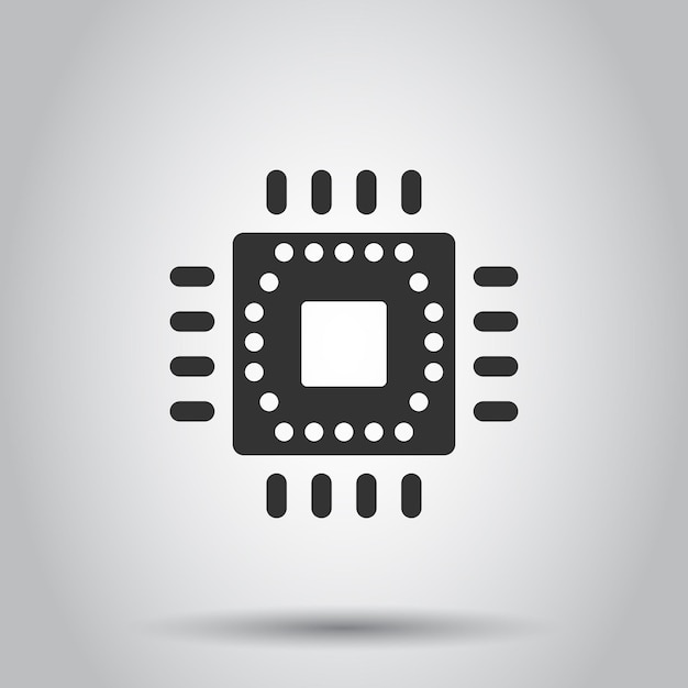 Icono de cpu de computadora en estilo plano Ilustración de vector de placa de circuito sobre fondo blanco aislado Concepto de negocio de chip de placa base