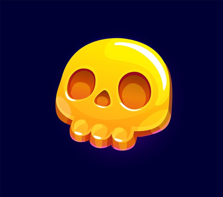Vector el icono del cráneo dorado es un activo del juego o un botón de la aplicación móvil