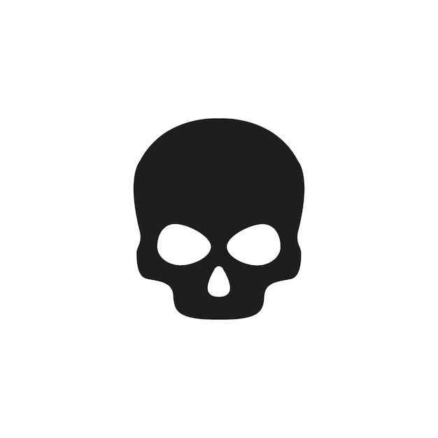 Icono de cráneo negro en vector de fondo blanco