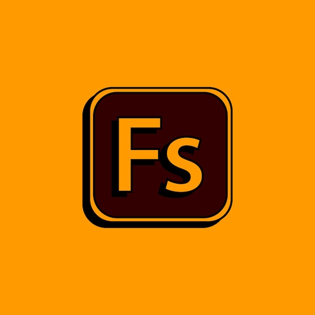 El icono del creador de personajes 3D Adobe Fuse 3D Square Fs con fondo naranja