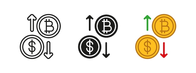 Icono de crecimiento de Bitcoin Vector del mercado de criptomonedas Símbolo de financiación de inversiones digitales Análisis de operaciones