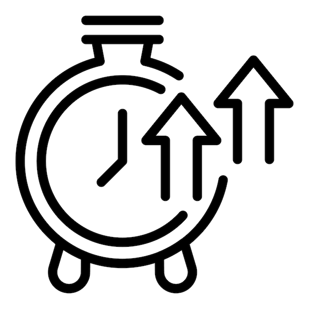 Icono de crecimiento del cronómetro Esquema del icono de vector de crecimiento del cronómetro para diseño web aislado en fondo blanco