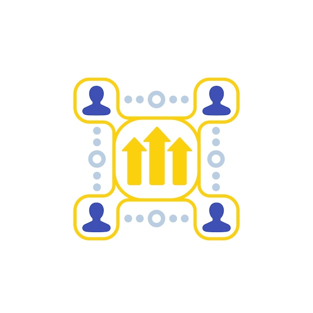 Icono de crecimiento y desarrollo del equipo