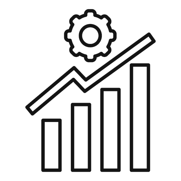 Icono de crecimiento empresarial con engranaje y gráfico