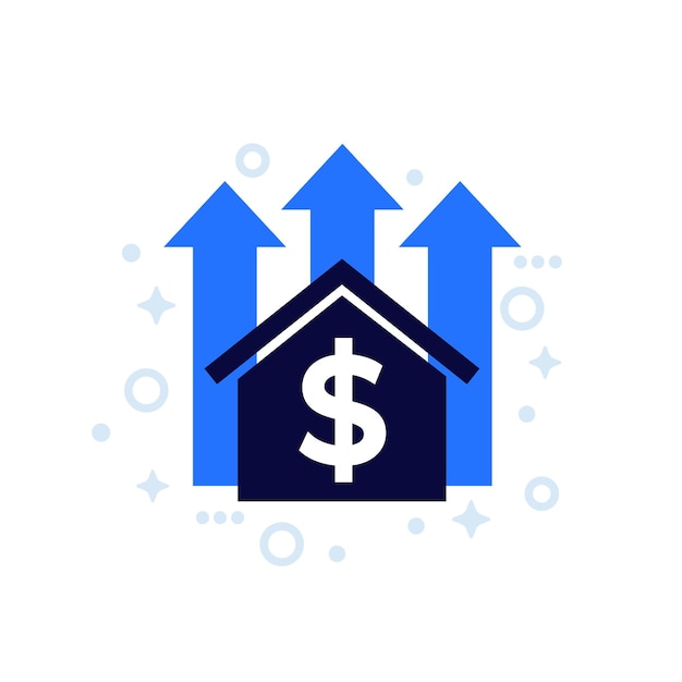 Vector icono de crecimiento de precios de la vivienda, vector