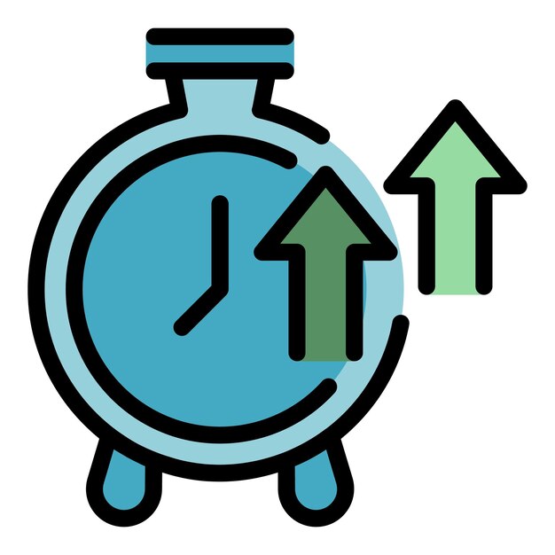 Icono de crecimiento de stopwatch Contorno Icono de vector de crecimiento de Stopwatch para diseño web aislado en fondo blanco de color plano
