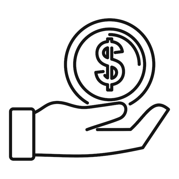 Icono de crédito de dinero de atención Contorno Icono de vector de crédito de dinero de atención para diseño web aislado sobre fondo blanco