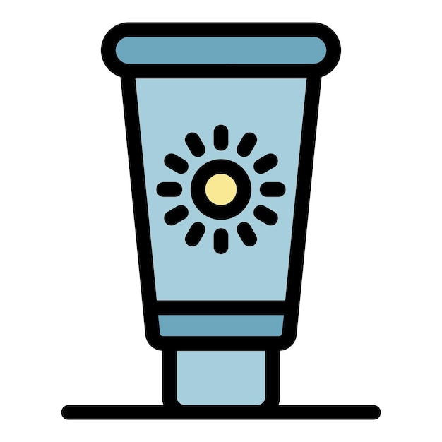 El icono de la crema de protección UV es el icono vectorial del icono de protección UV. El color es plano y aislado.