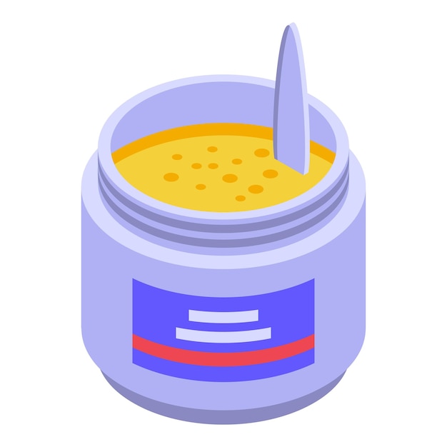 Icono de crema de tarro de jojoba Isométrico de icono de vector de crema de tarro de jojoba para diseño web aislado sobre fondo blanco