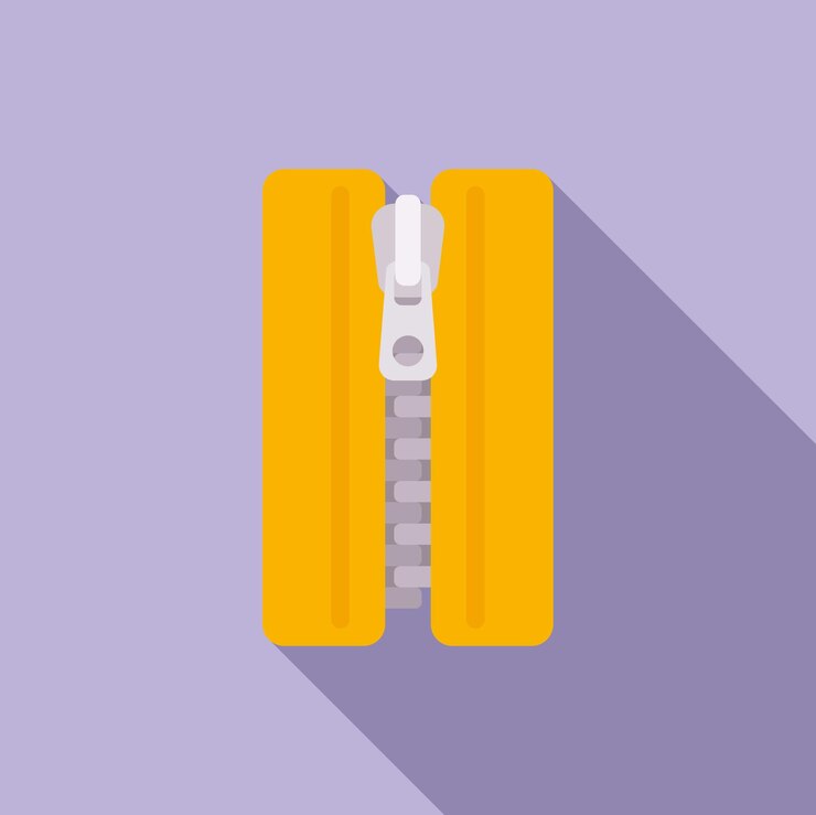 Vector el icono de la cremallera es un vector plano. la tela es un botón de cinta de la máquina de coser.