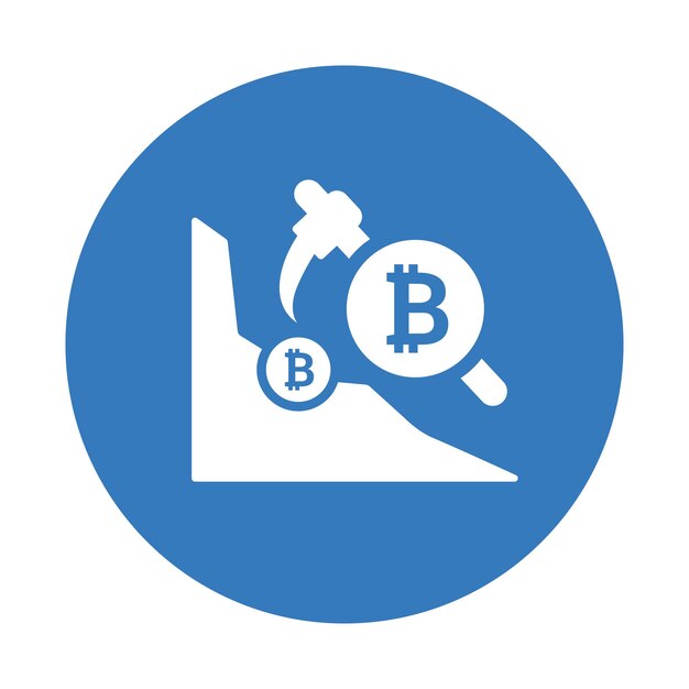 El icono de la criptomoneda de minería de monedas de bitcoin Diseño de color azul