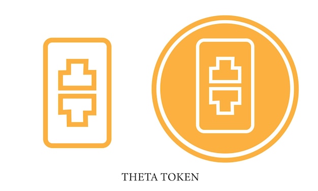 Icono de criptomoneda Theta Token (Theta) en color dorado y azul.