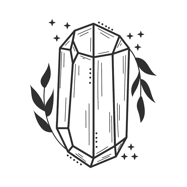 Icono de cristal con ilustraciones de ramas y estrellas aisladas en fondo blanco