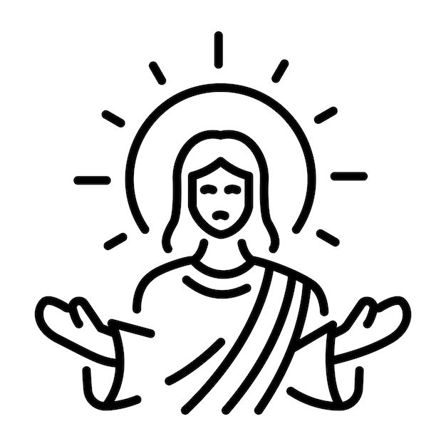 El icono de Cristo Pantocrátor en estilo lineal