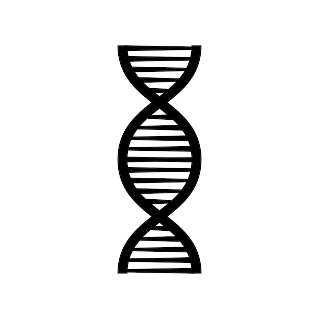 Icono de cromosoma de molécula de estructura negra de ADN Vector aislado en plano