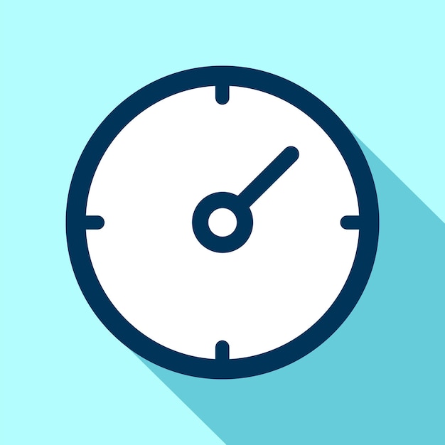 Icono de cronómetro en estilo plano, reloj de tiempo simple en fondo azul 10 segundos