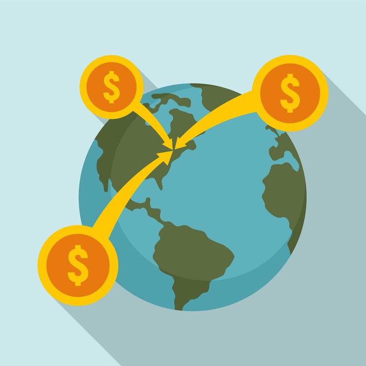 Vector icono de crowdfunding de dinero global ilustración plana del icono vectorial de crowdfunded de dinero global para el diseño web