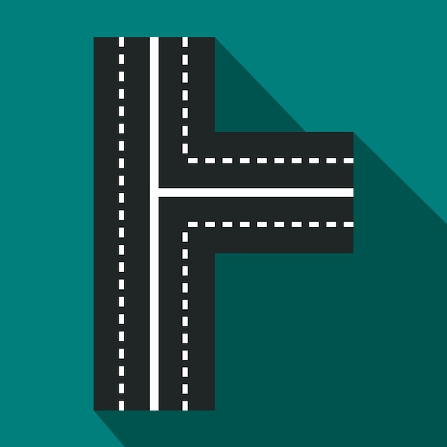 Icono de cruce de caminos en estilo plano sobre un fondo azul
