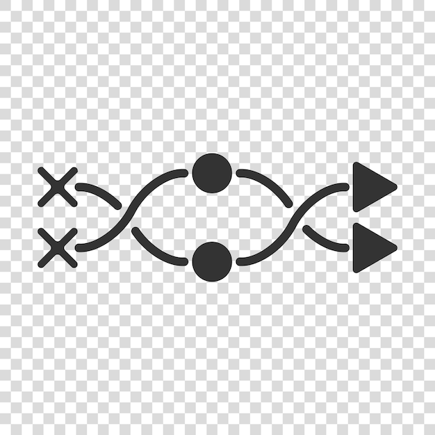 Icono de cruce en estilo plano Ilustración de vector de navegación de dirección de carretera sobre fondo blanco aislado Localizar concepto de negocio de posición de pin