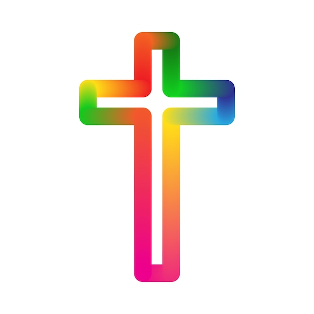 Icono de cruz cristiana - vector. cruz de iglesia colorida aislada. símbolo de religión abstracta