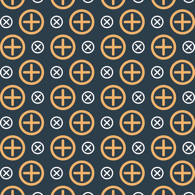 El icono de la cruz es un patrón de repetición de moda de color naranja. El fondo es una ilustración vectorial.