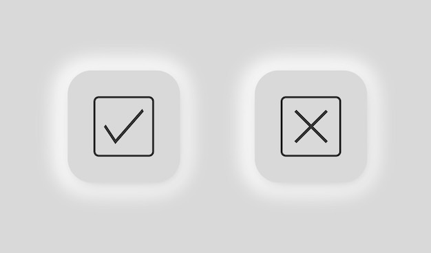 Icono de cruz y marca de verificación símbolo correcto e incorrecto Cantar no y sí vector