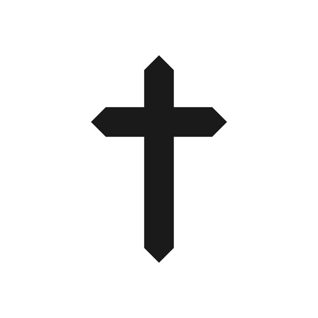 Icono de cruz negra plana en blanco Símbolo cristiano sencillo y limpio