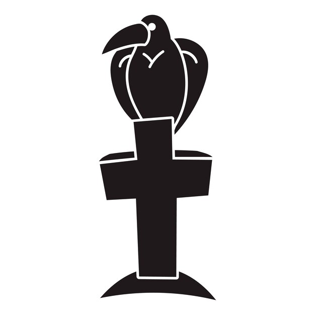 Vector icono de cruz de pájaro en la tumba ilustración simple de icono de vector de cruz de pájaro en la tumba para diseño web aislado sobre fondo blanco