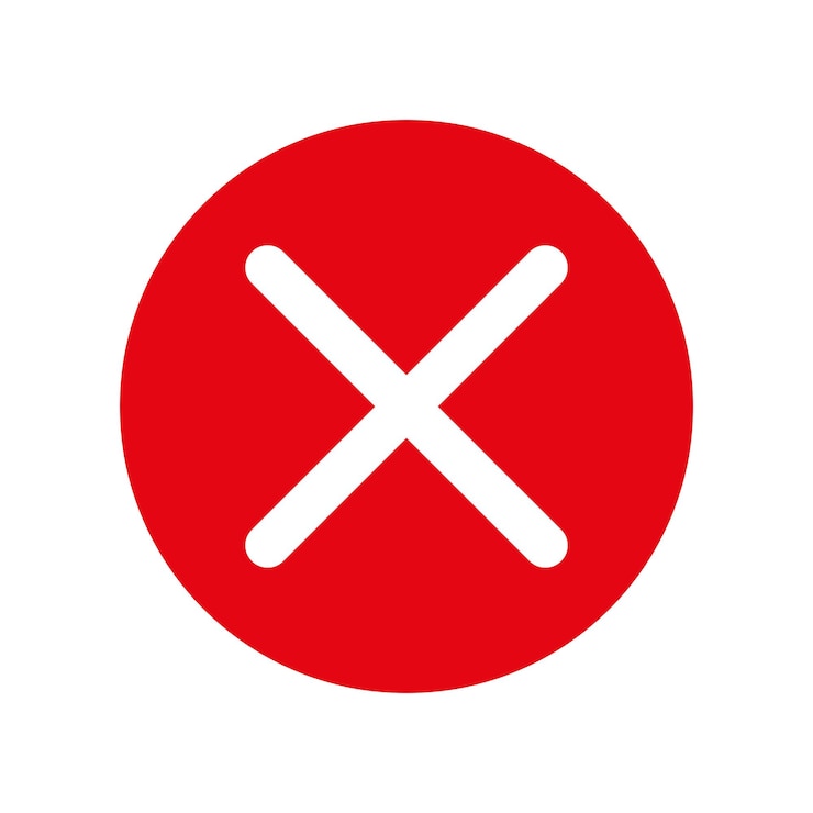 Vector ícono de cruz roja símbolo de x blanco en círculo rojo signo de error o cancelación