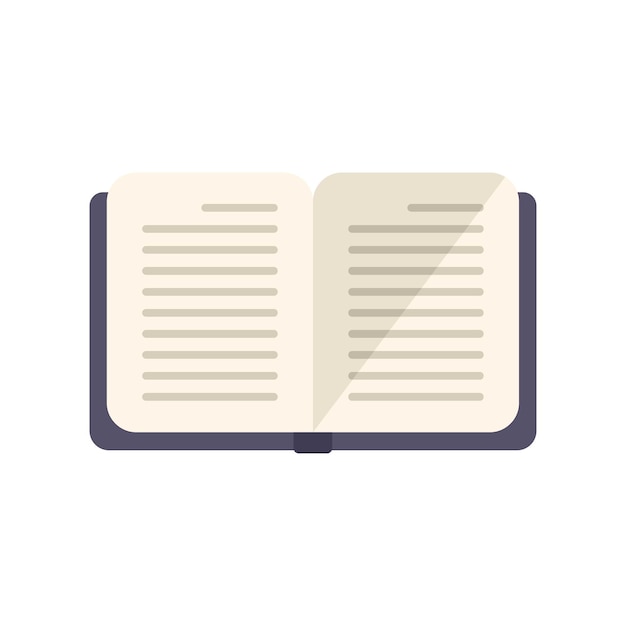 Icono de cuaderno abierto vector plano Pluma escribir texto de mano aislado