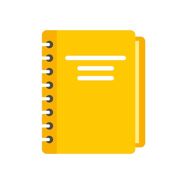 Icono de cuaderno amarillo Ilustración plana del icono de vector de cuaderno amarillo aislado sobre fondo blanco