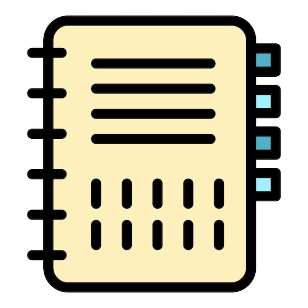 Icono de cuaderno Contorno cuaderno vector icono color plano aislado