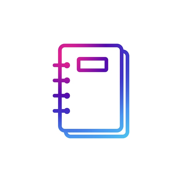 Vector icono de cuaderno con efecto morado degradado